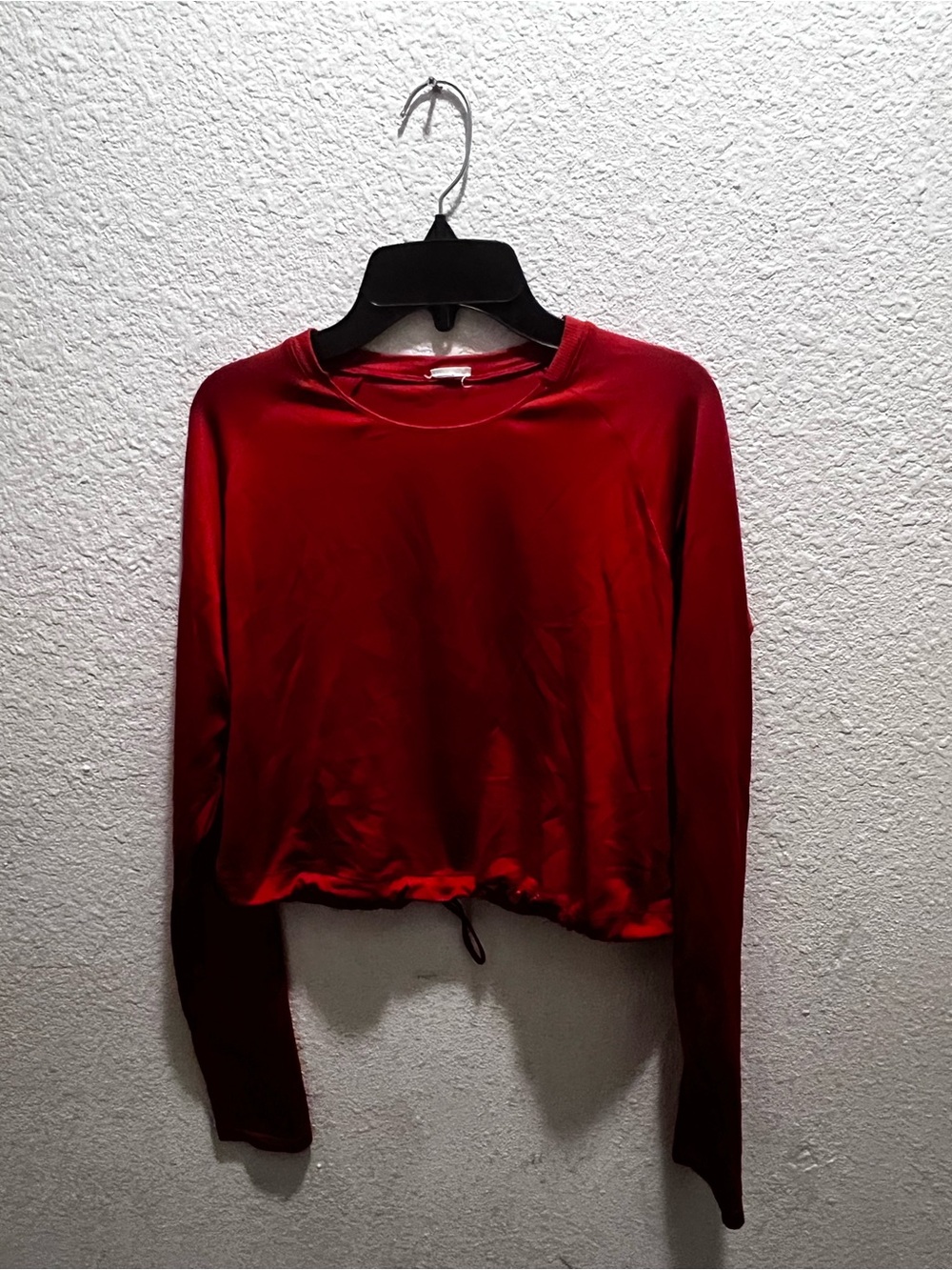 Gymshark Red Long Sleeve Crop Top with Drawstring Hem